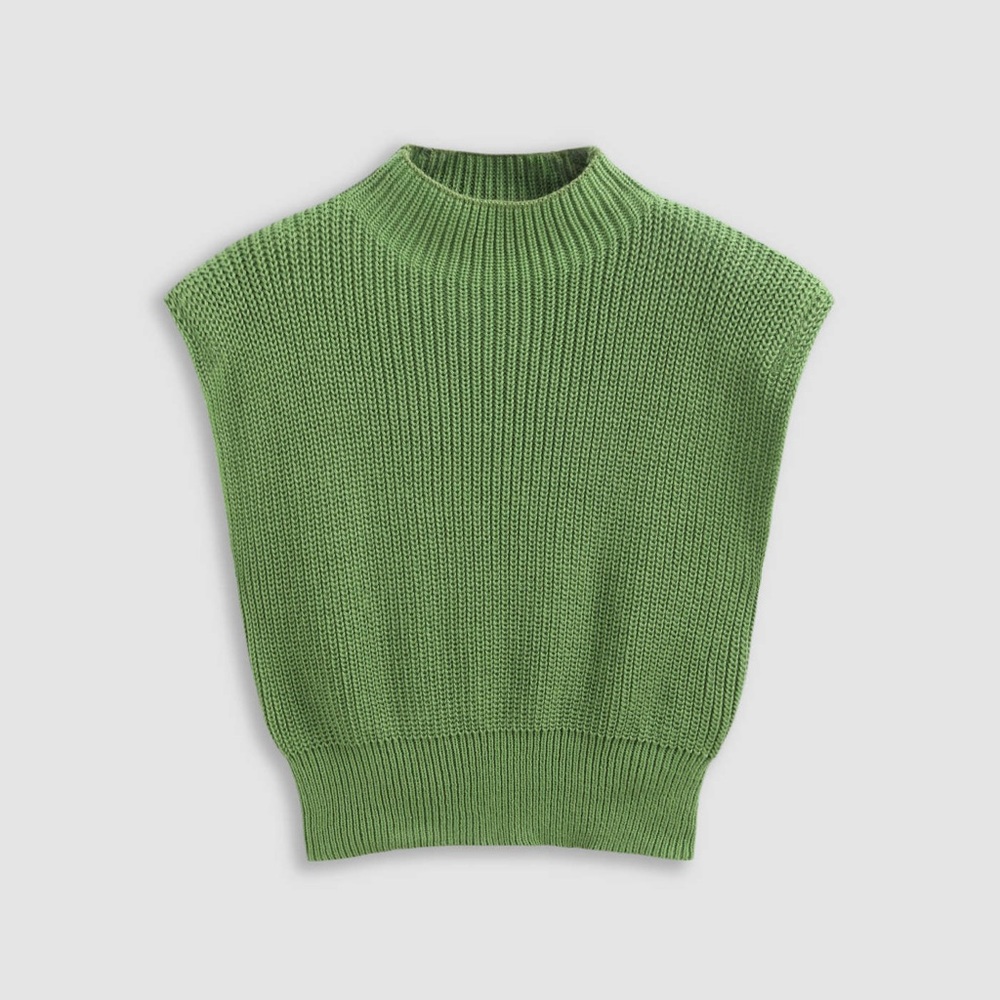 Solid High Neck Knit Vest